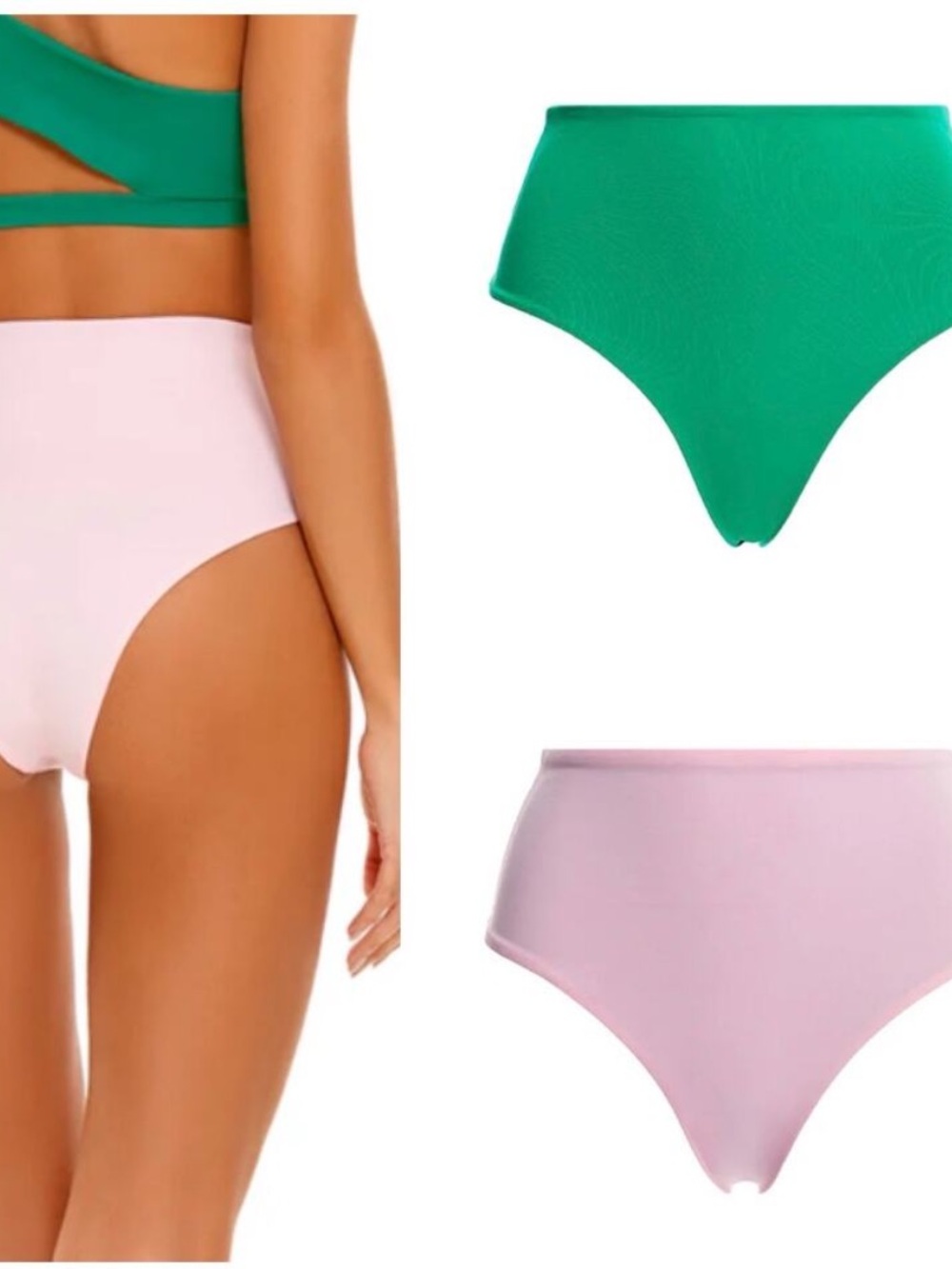 NWT Agua Bendita Alicia High Waisted Bikini Bottom Green & Pink Reversible 2XL